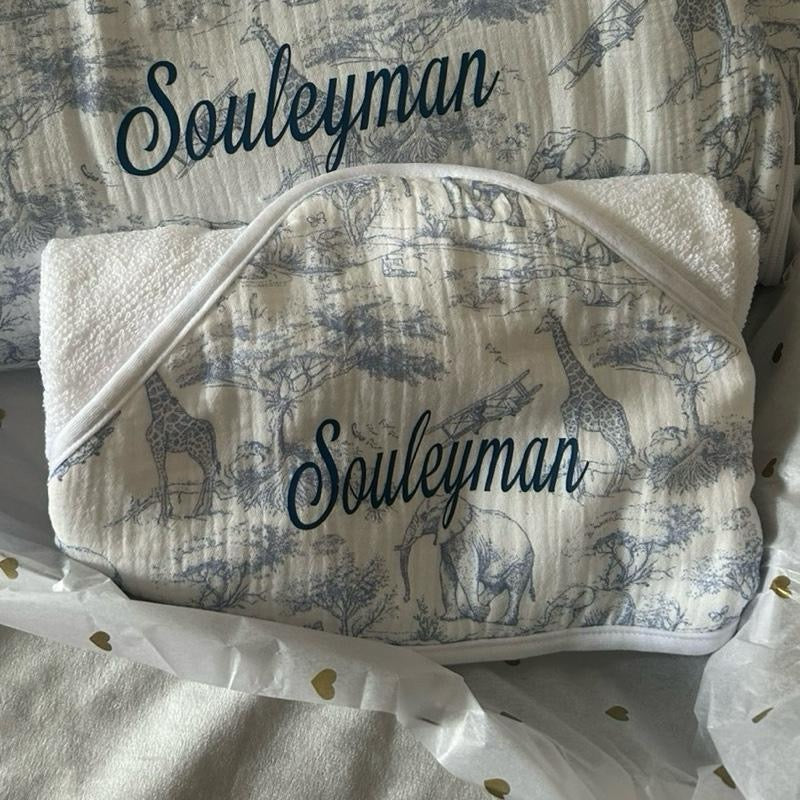 Cape de bain 100% coton motif safari esprit haute couture