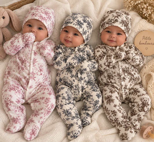 Pyjama  oursons et toile de jouy 3 pièces