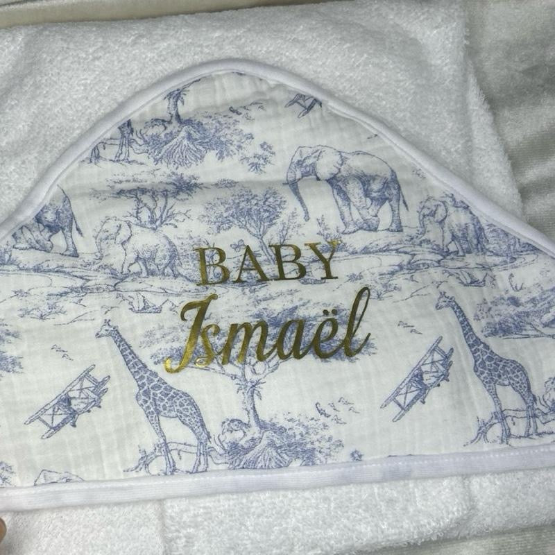 Cape de bain 100% coton motif safari esprit haute couture