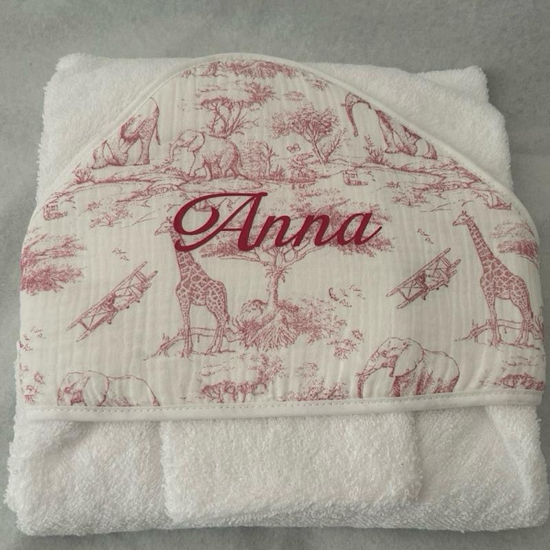 Cape de bain 100% coton motif safari esprit haute couture
