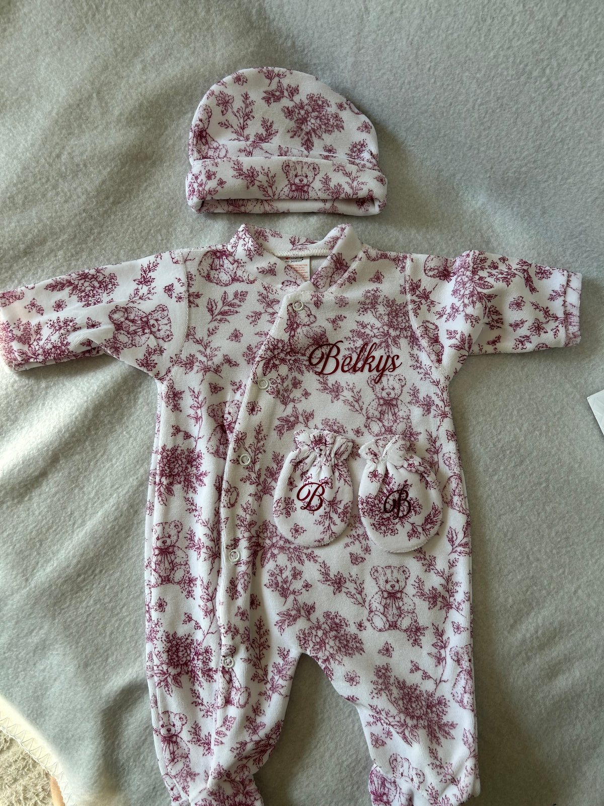 Pyjama oursons et toile de jouy 3 pièces