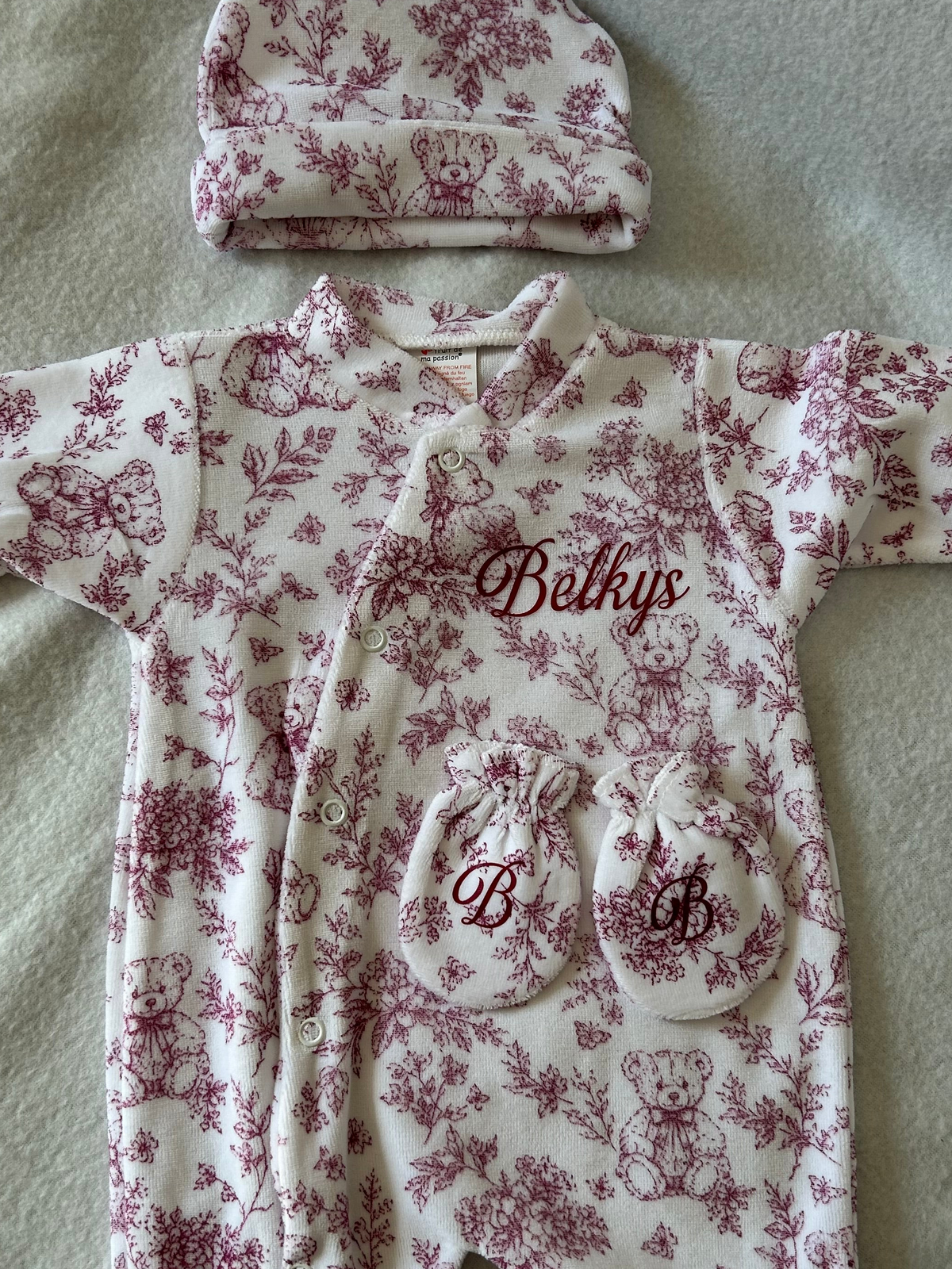 Pyjama oursons et toile de jouy 3 pièces